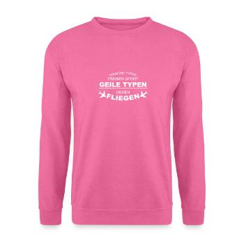 horny types fly witty saying pilot - Unisex Sweatshirt - pink - Front