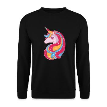 Schönes Einhorn - Unisex Pullover - Schwarz - Vorne - Alina (178cm) & Michal (187cm)
