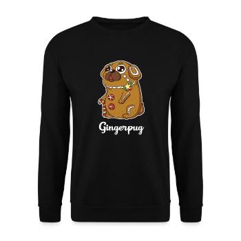 Mops Lebkuchen Weihnachten Lustiger Hund - Unisex Pullover - Schwarz - Vorne - Alina (178cm) & Michal (187cm)