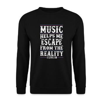 Music helps me - Music Love - Music Quote - Unisex Pullover - Schwarz - Vorne - Alina (178cm) & Michal (187cm)