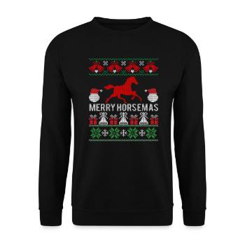 Joyeux Noël chevaux - Sweat-shirt Unisexe - noir - Devant - Alina (178cm) & Michal (187cm)