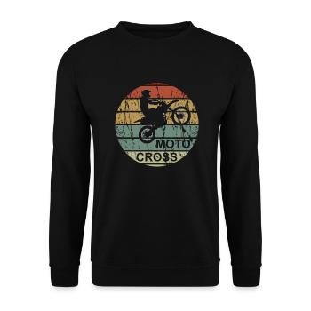 Motocross retro - motorcycle, dirtbike, wheelie - Unisex Sweatshirt - black - Front - Alina (178cm) & Michal (187cm)