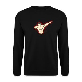 Dabbing Bodybuilder Geschenk Fitness Muskelmann - Unisex Pullover - Schwarz - Vorne - Alina (178cm) & Michal (187cm)
