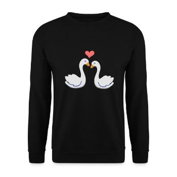 Cygnes amoureux - Sweat-shirt Unisexe - noir - Devant - Alina (178cm) & Michal (187cm)
