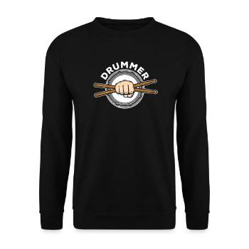 Schlagzeug Geschenk Schlagzeugspieler Percussion - Unisex Pullover - Schwarz - Vorne - Alina (178cm) & Michal (187cm)