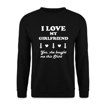 LOVE COUPLE Design als Geschenk für Valentinstag - Unisex Pullover - Schwarz - Vorne - Alina (178cm) & Michal (187cm)