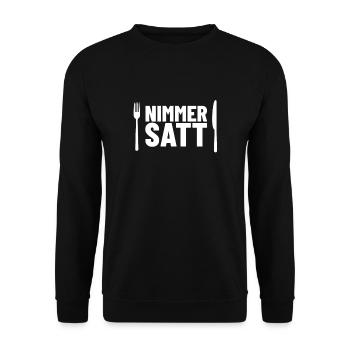 Nimmersatt - Unisex Pullover - Schwarz - Vorne - Alina (178cm) & Michal (187cm)