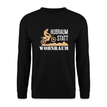 Displacement instead of living space - biker, motorcycle, gift - Unisex Sweatshirt - black - Front - Alina (178cm) & Michal (187cm)