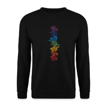 Chakra Elements Splash - Buddha, Buddhism, Yoga - Unisex Sweatshirt - black - Front - Alina (178cm) & Michal (187cm)