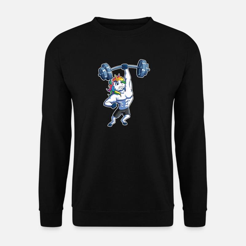 Fitness Einhorn Training Weight Lifting Unicorn - Unisex Pullover - Schwarz