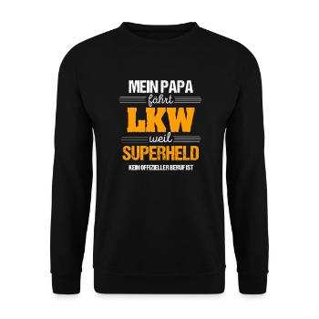 Chauffeur de camion ou super-héros - père, camionneur, camion - Sweat-shirt Unisexe - noir - Devant - Alina (178cm) & Michal (187cm)