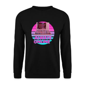 Funny Vaporwave Meme Always Online. Retro 80s - Unisex Sweatshirt - black - Front - Alina (178cm) & Michal (187cm)