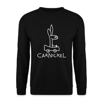 Kaninchen fährt Auto - Unisex Pullover - Schwarz - Vorne - Alina (178cm) & Michal (187cm)