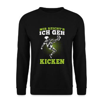 Ich geh Fußball spielen Fußballer Fußballspieler - Unisex Pullover - Schwarz - Vorne - Alina (178cm) & Michal (187cm)