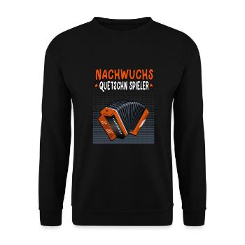 Reicht mir die Quetschn steirische Ziehharmonika - Unisex Pullover - Schwarz - Vorne - Alina (178cm) & Michal (187cm)