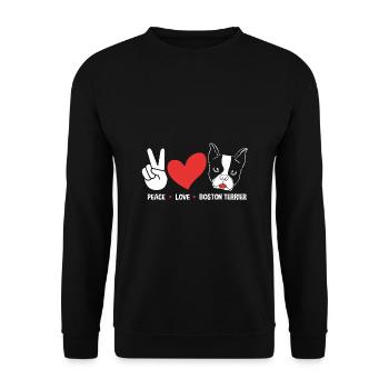Boston Terrier - Unisex Pullover - Schwarz - Vorne - Alina (178cm) & Michal (187cm)