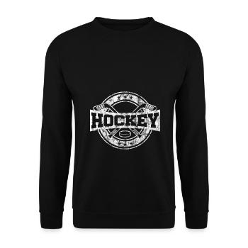 Eishockey Eis Hockey Wintersport Winter Geschenk - Unisex Pullover - Schwarz - Vorne - Alina (178cm) & Michal (187cm)