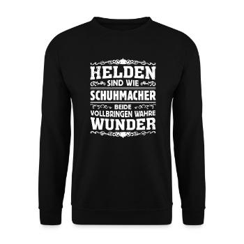 Schuhmacher - Helden - Unisex Pullover - Schwarz - Vorne - Alina (178cm) & Michal (187cm)