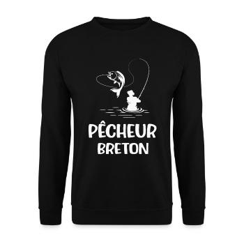 Pêcheur breton cadeau drôle pêche homme - Sweat-shirt Unisexe - noir - Devant - Alina (178cm) & Michal (187cm)