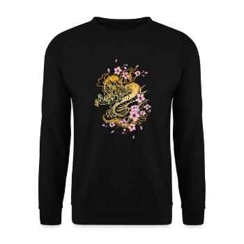 Japanese Dragon Cherry Blossoms Sakura Dragon - Unisex Sweatshirt - black - Front - Alina (178cm) & Michal (187cm)