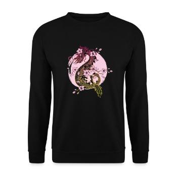 Japanese Dragon Cherry Blossoms Sakura Dragon - Unisex Sweatshirt - black - Front - Alina (178cm) & Michal (187cm)