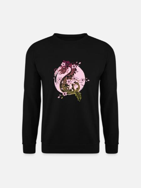 Japanischer Drache Kirschblüten Sakura Drachen - Unisex Pullover - Schwarz