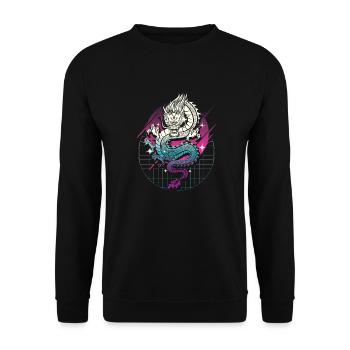 Dragon japonais Vaporwave Dragon Japon - Sweat-shirt Unisexe - noir - Devant - Alina (178cm) & Michal (187cm)