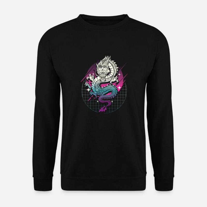 Japanischer Drache Vaporwave Drachen Japan - Unisex Pullover - Schwarz