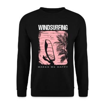 Windsurfen Windsurfing makes me happy - Unisex Pullover - Schwarz - Vorne - Alina (178cm) & Michal (187cm)