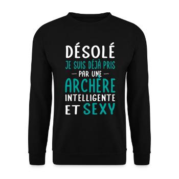 Désolé déjà pris par une archère sexy - Sweat-shirt Unisexe - noir - Devant - Alina (178cm) & Michal (187cm)
