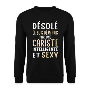 Désolé déjà pris par une cariste sexy - Sweat-shirt Unisexe - noir - Devant - Alina (178cm) & Michal (187cm)