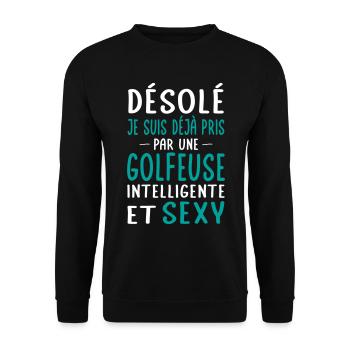 Désolé déjà pris par une golfeuse sexy - Sweat-shirt Unisexe - noir - Devant - Alina (178cm) & Michal (187cm)