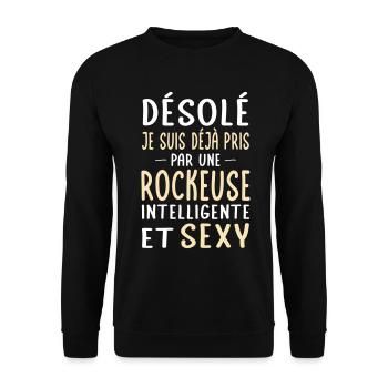 Désolé déjà pris par une rockeuse sexy - Sweat-shirt Unisexe - noir - Devant - Alina (178cm) & Michal (187cm)