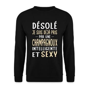 Désolé déjà pris par une Champagnoux sexy - Sweat-shirt Unisexe - noir - Devant - Alina (178cm) & Michal (187cm)