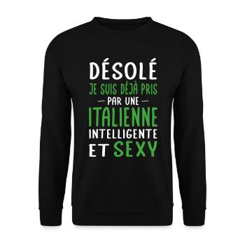 Désolé déjà pris par une Italienne sexy - Sweat-shirt Unisexe - noir - Devant - Alina (178cm) & Michal (187cm)