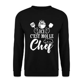 cuisinier cadeau cool chef papa papy cuisinier - Sweat-shirt Unisexe - noir - Devant - Alina (178cm) & Michal (187cm)