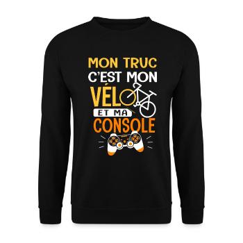 Vélo Mon truc c est mon velo et ma console velo - Sweat-shirt Unisexe - noir - Devant - Alina (178cm) & Michal (187cm)
