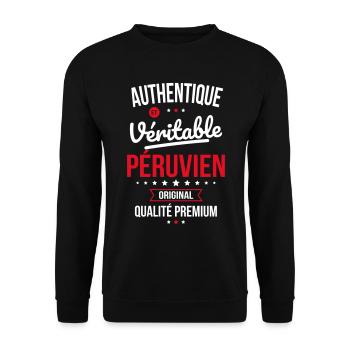 Authentique et véritable Péruvien - Original - Sweat-shirt Unisexe - noir - Devant - Alina (178cm) & Michal (187cm)