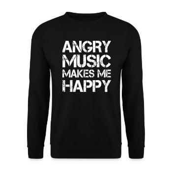 Angry Music Makes Me Happy Metal Music Metalhead - Unisex Pullover - Schwarz - Vorne - Alina (178cm) & Michal (187cm)