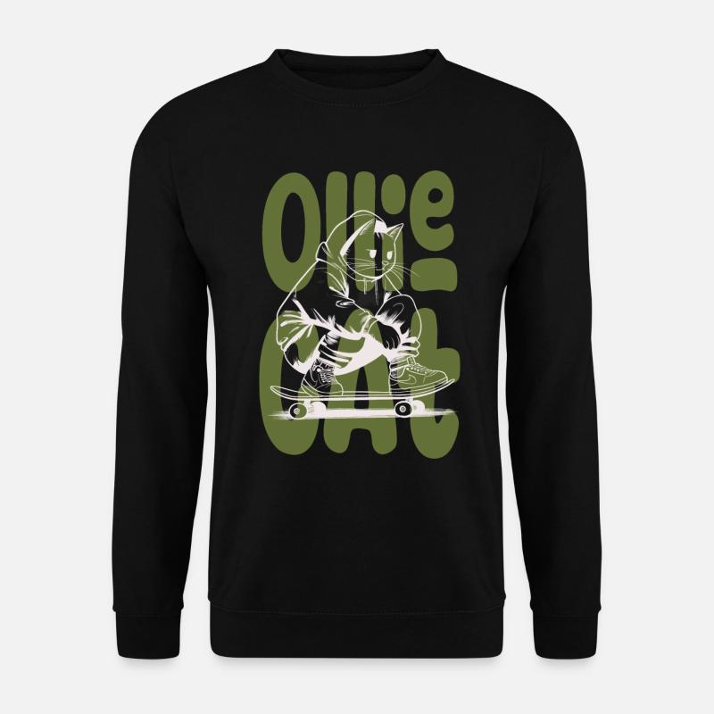 Oolie Katze ist die Katze, die cool skatet - Unisex Pullover - Schwarz