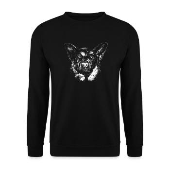 Schaeferhund Kopf Hund Gesicht - Unisex Pullover - Schwarz - Vorne - Alina (178cm) & Michal (187cm)