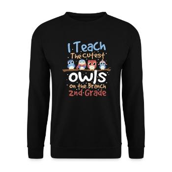 I Teach The Cutest Owls - Teacher - Unisex Sweatshirt - black - Front - Alina (178cm) & Michal (187cm)