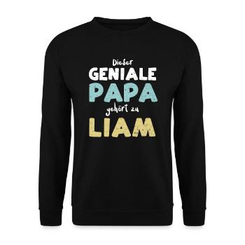 Dieser Geniale Papa Gehört Zu Liam - Unisex Pullover - Schwarz - Vorne - Alina (178cm) & Michal (187cm)