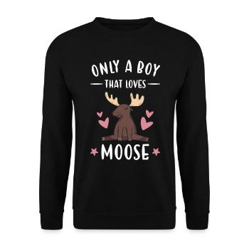Elk Only A Boy That Loves Moose - Unisex Sweatshirt - black - Front - Alina (178cm) & Michal (187cm)
