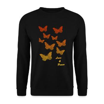 Butterflies Love and Peace - Unisex Pullover - Schwarz - Vorne - Alina (178cm) & Michal (187cm)