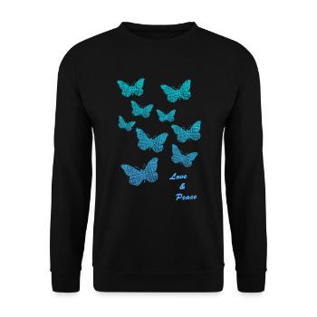 butterfly love and peace - Unisex Pullover - Schwarz - Vorne - Alina (178cm) & Michal (187cm)