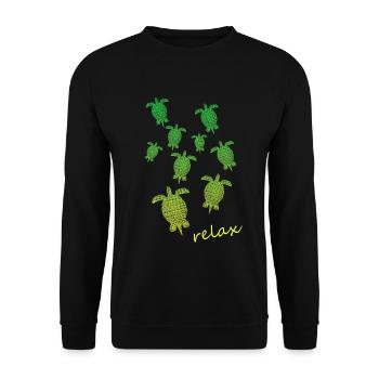 Schildkröten Turtles relax - Unisex Pullover - Schwarz - Vorne - Alina (178cm) & Michal (187cm)