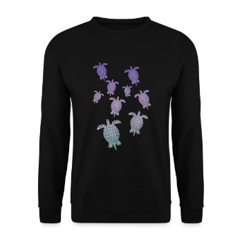bunte Schildkröten Retro Style Vintage turtle - Unisex Pullover - Schwarz - Vorne - Alina (178cm) & Michal (187cm)