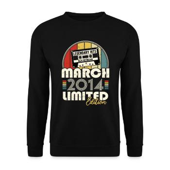 March 2014 Vintage Birthday Retro Gift - Unisex Sweatshirt - black - Front - Alina (178cm) & Michal (187cm)