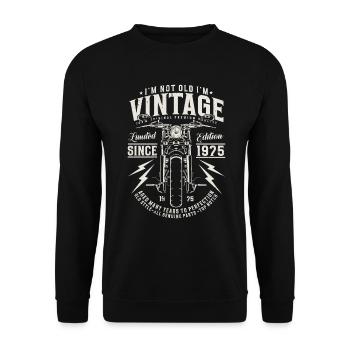 1975 Vintage Birthday Vintage Motorcycle - Unisex Sweatshirt - black - Front - Alina (178cm) & Michal (187cm)